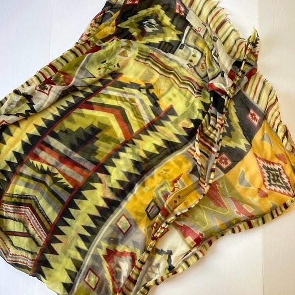 geo print scarf semi sheer tribal pattern neutral earth tones - Picture 6 of 6